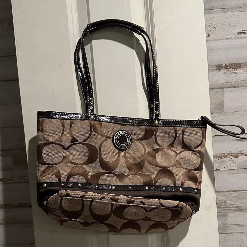 Coach Tan and Brown Signature Tote